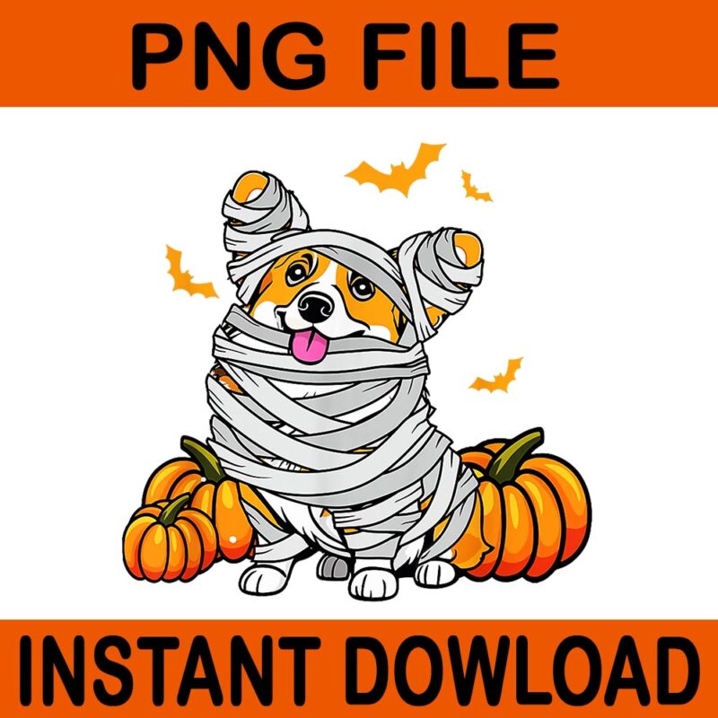 Halloween Welsh Corgi Mummy Dog PNG