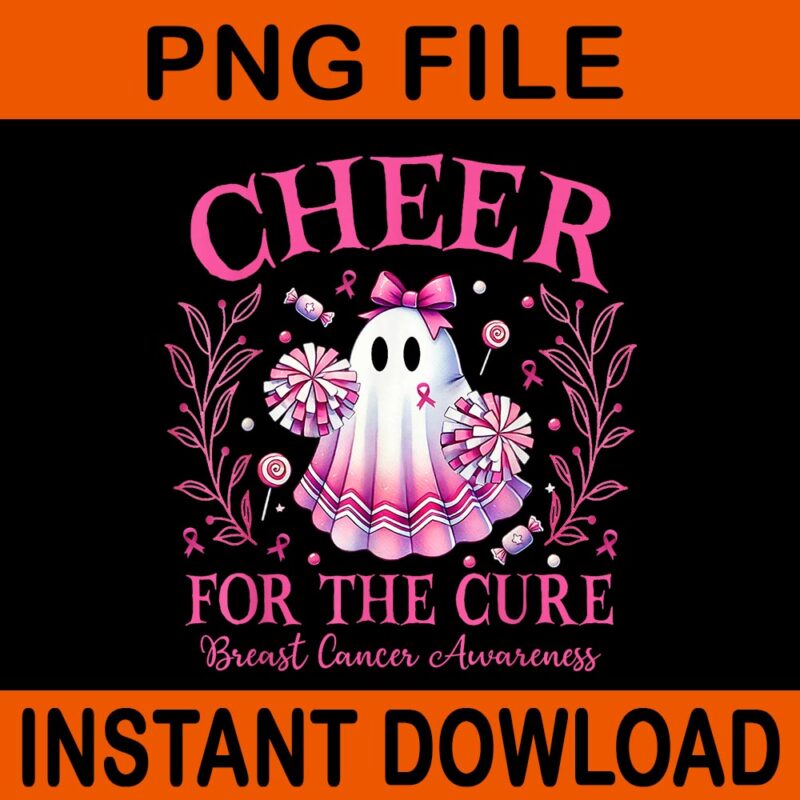 Cheer For The Cure Breast Cancer Awareness Halloween Ghost PNG