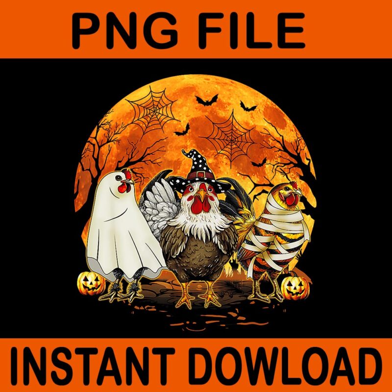 Farmers Spooky Chickens Witch Halloween PNG