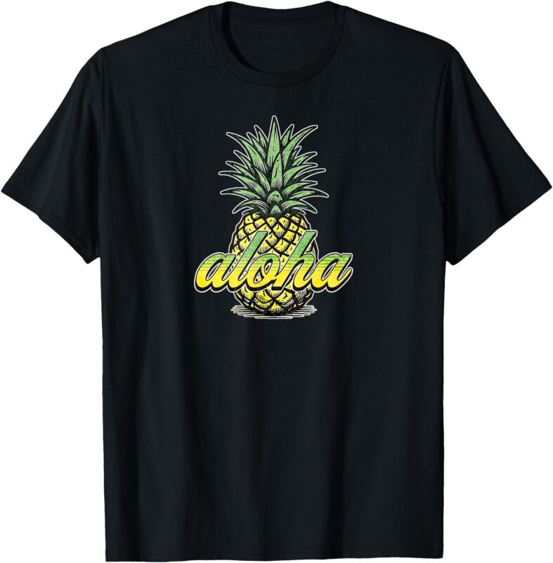 Vintage Aloha Pineapple Illustration T-Shirt