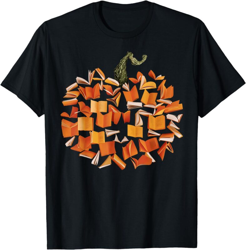 Vintage Book Pumpkin Autumn Fall Librarians Bookworm Teacher T-Shirt