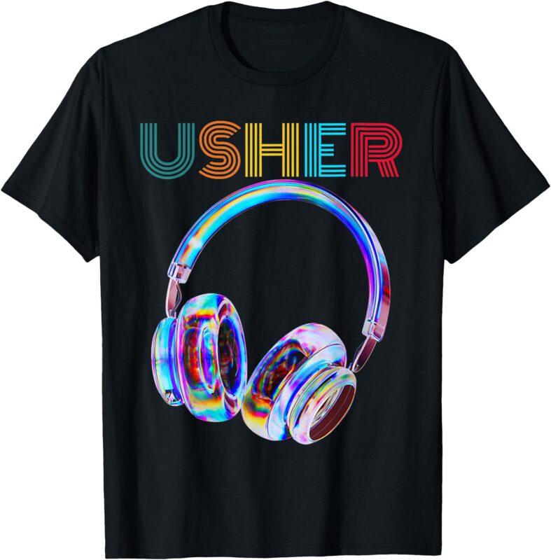 Vintage Design USHER Hiphop Fan Music Headphone Men Women T-Shirt