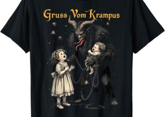 Vintage Gruss Vom Krampus Christmas Eve Naughty Kids Xmas T-Shirt