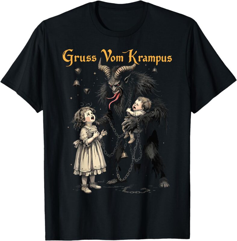 Vintage Gruss Vom Krampus Christmas Eve Naughty Kids Xmas T-Shirt