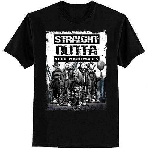 Vintage Horror Halloween Scary Straight outta nightmares T-Shirt ltsp