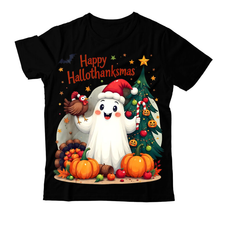 Happy Hallothanksmas T-Shirt Design,Halloween t-shirt design,halloween,Halloween t-Shirt Design bundle,Happy halloween t-shirt design
