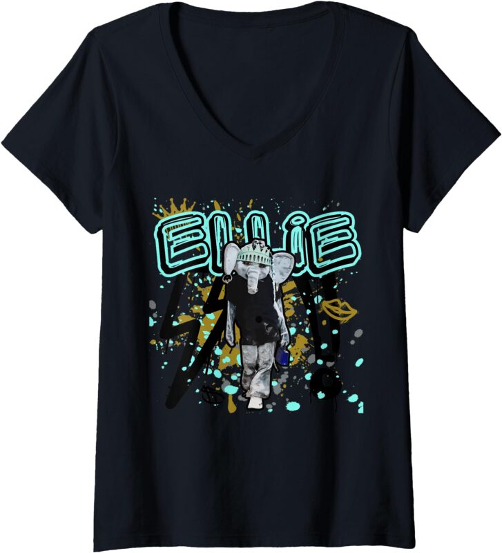 Womens Big Ellie Liberty NY Mascot Graffiti V2 V-Neck T-Shirt