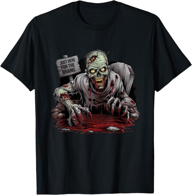 Zombie _Just Here for the Brains_ Halloween Creep T-Shirt