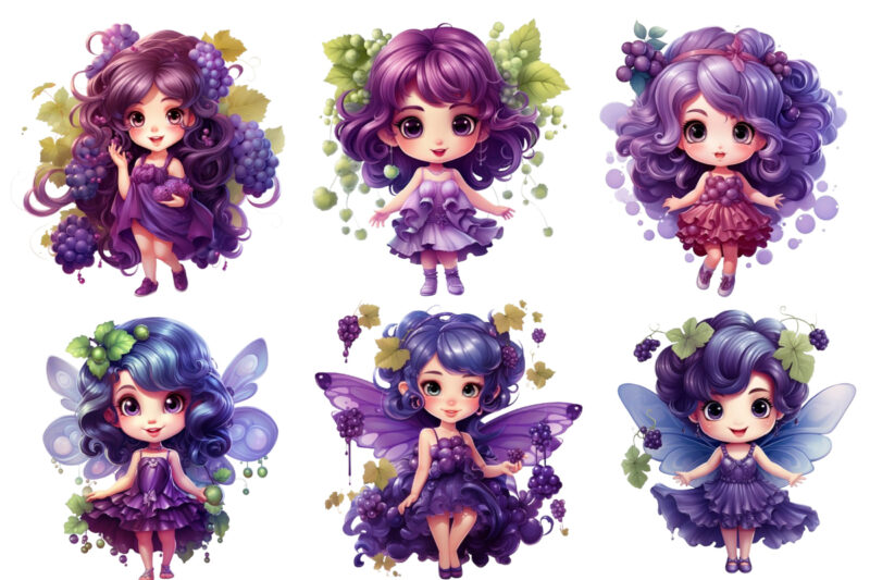 beautiful cartoon grape little fairy