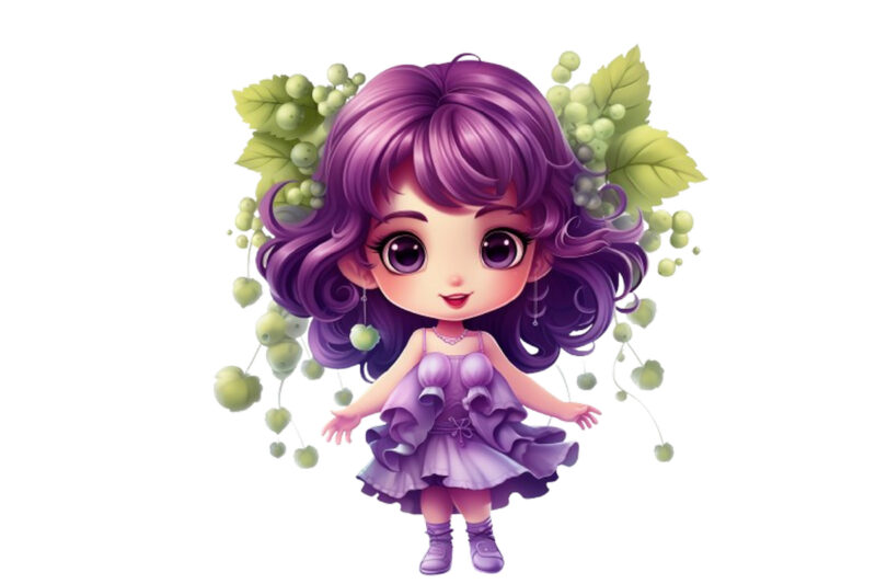 beautiful cartoon grape little fairy