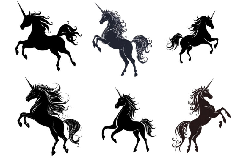 black silhouette of heraldic unicorn