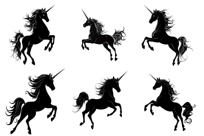 black silhouette of heraldic unicorn