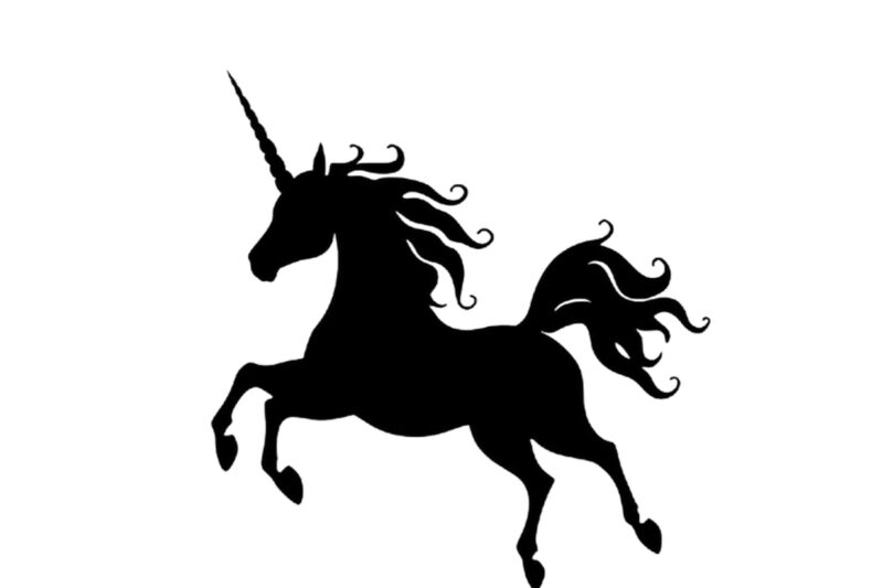 black silhouette of heraldic unicorn