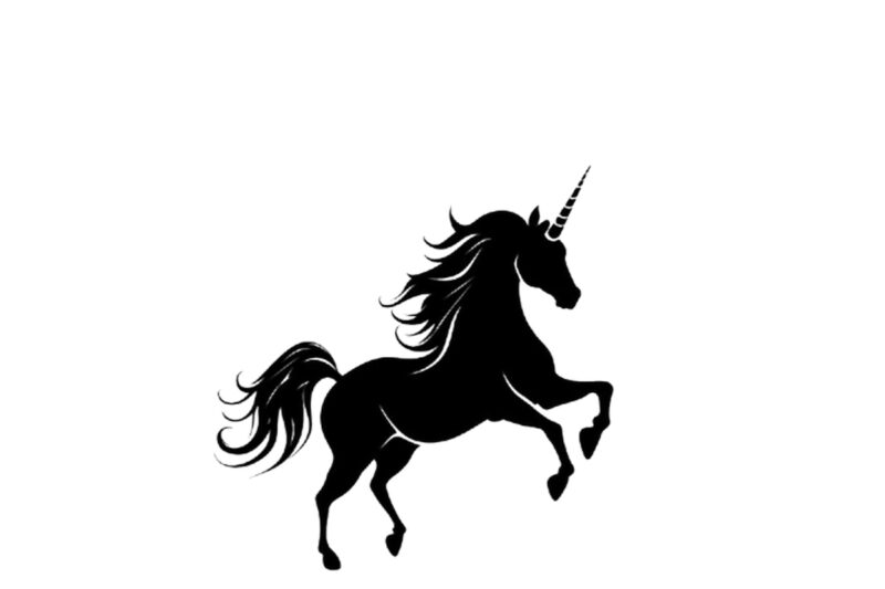 black silhouette of heraldic unicorn
