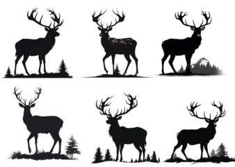 black silhouette of regal stag in heraldic