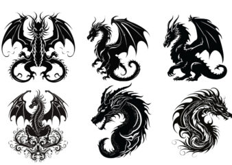 black silhouette of heraldic dragon