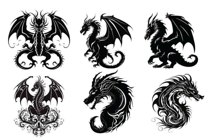 black silhouette of heraldic dragon