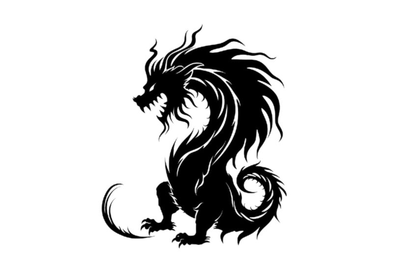 black silhouette of heraldic dragon