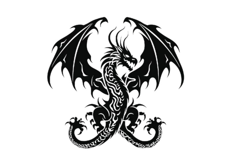 black silhouette of heraldic dragon
