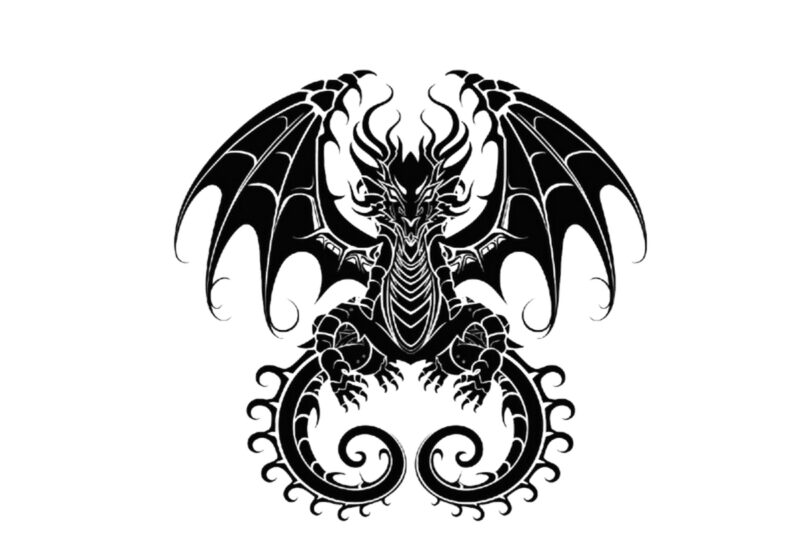 black silhouette of heraldic dragon