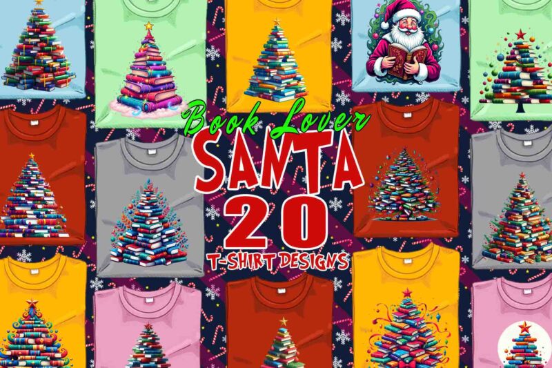 20 Trendy Book Lover Christmas t-shirt design bundle