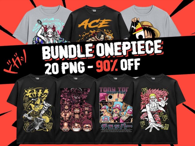 20 One Piece Bundle Design PNG Monkey D Luffy Zoro Doffy Pirate King Japanese Style Anime For TShirt Poster Manga
