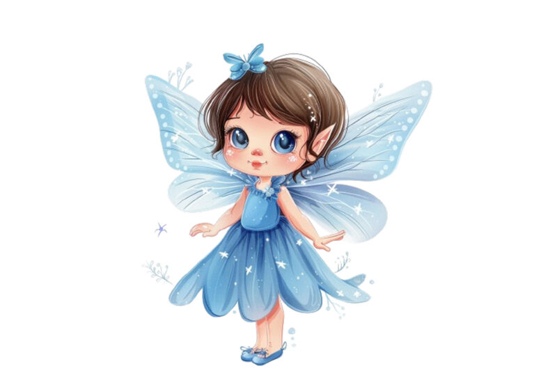 cartoon baby Fairy in blue dress