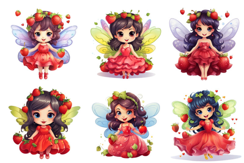 charming clipart of cute fruit fairy