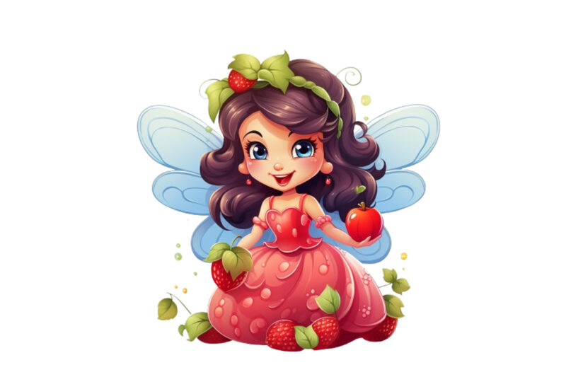 charming clipart of cute fruit fairy