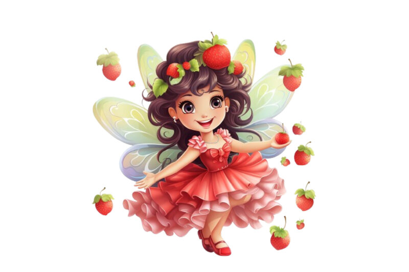 charming clipart of cute fruit fairy