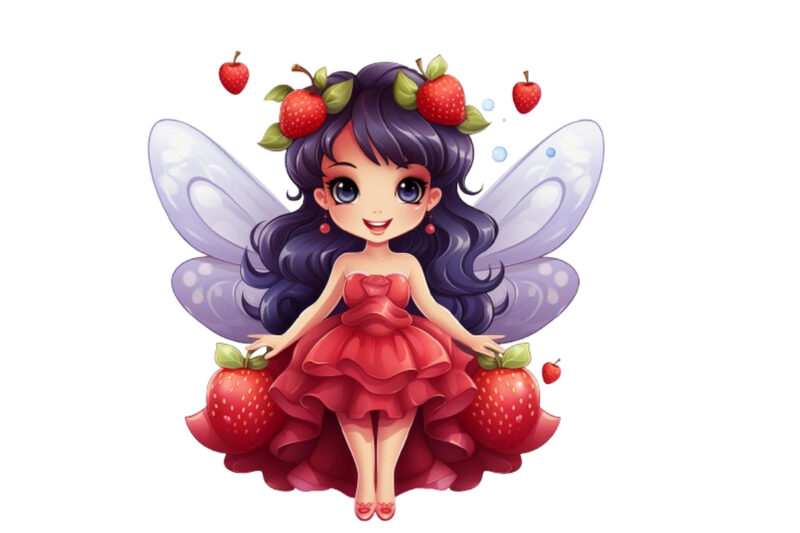 charming clipart of cute fruit fairy