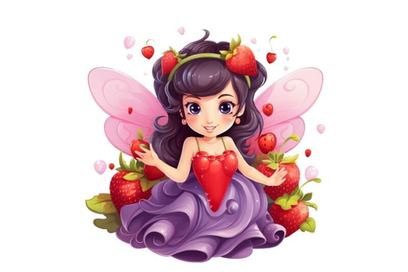 charming clipart of cute fruit fairy