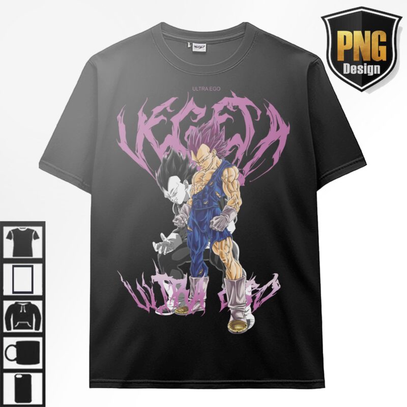 40 PNG Dragon Ball Z Goku Vegeta Frieza Bundle Design Anime Japanese Style POD TShirt Poster