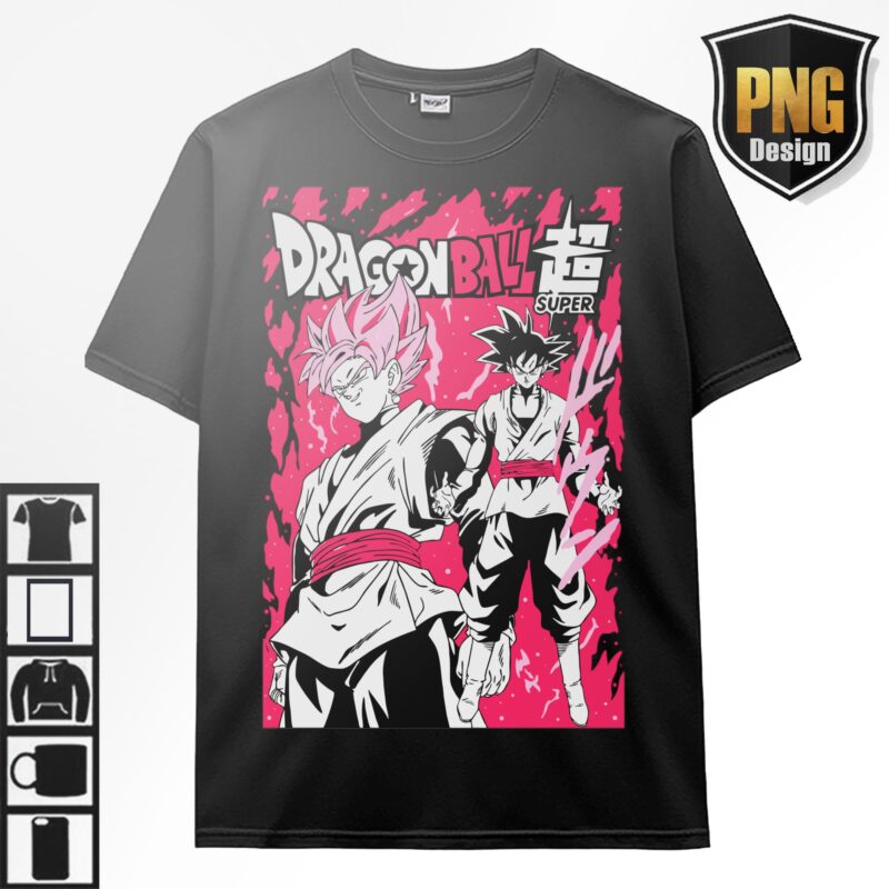 40 PNG Dragon Ball Z Goku Vegeta Frieza Bundle Design Anime Japanese Style POD TShirt Poster