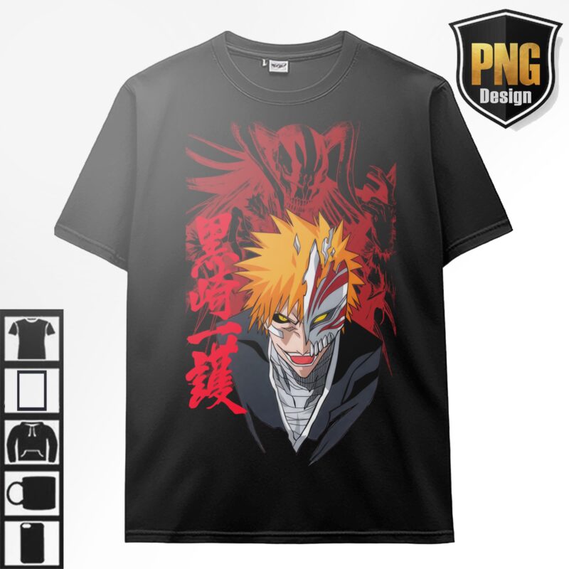 Bleach Anime Bundle Design 23 PNG Ichigo Byakuya, Shunsui Anime Japanese Style POD TShirt Poster