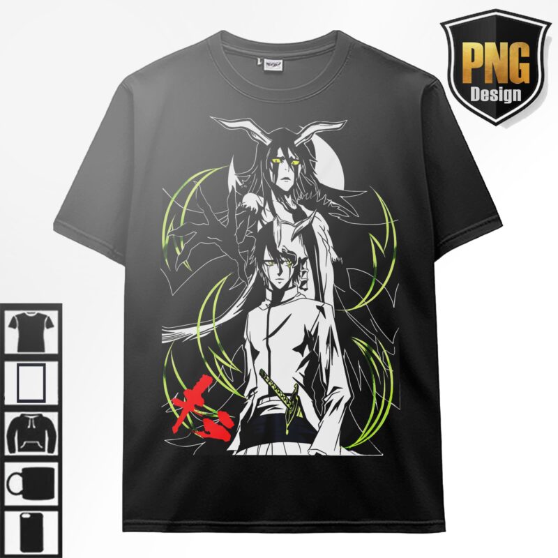 Bleach Anime Bundle Design 23 PNG Ichigo Byakuya, Shunsui Anime Japanese Style POD TShirt Poster