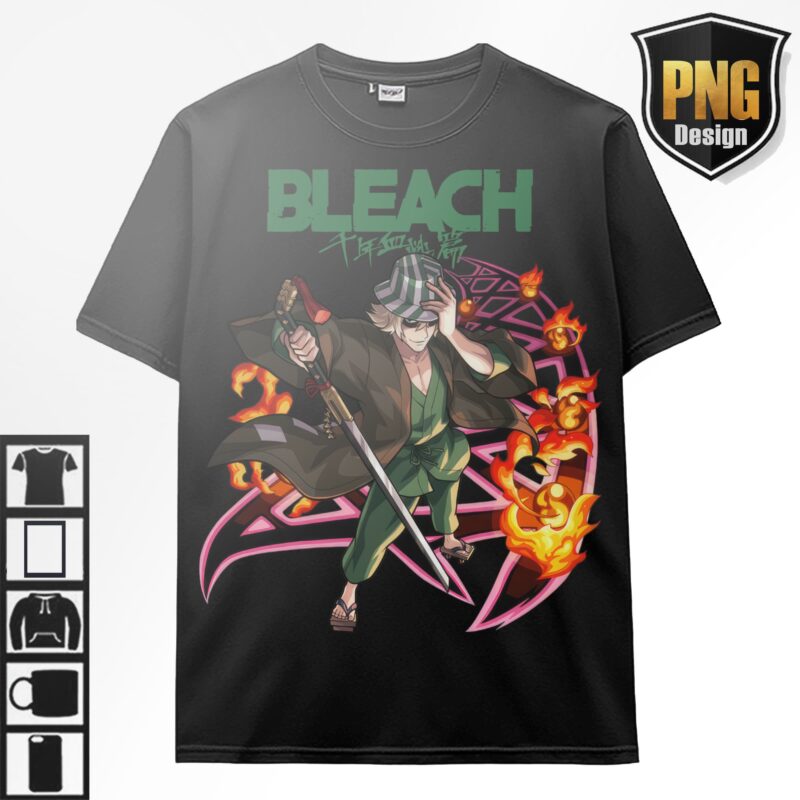 Bleach Anime Bundle Design 23 PNG Ichigo Byakuya, Shunsui Anime Japanese Style POD TShirt Poster