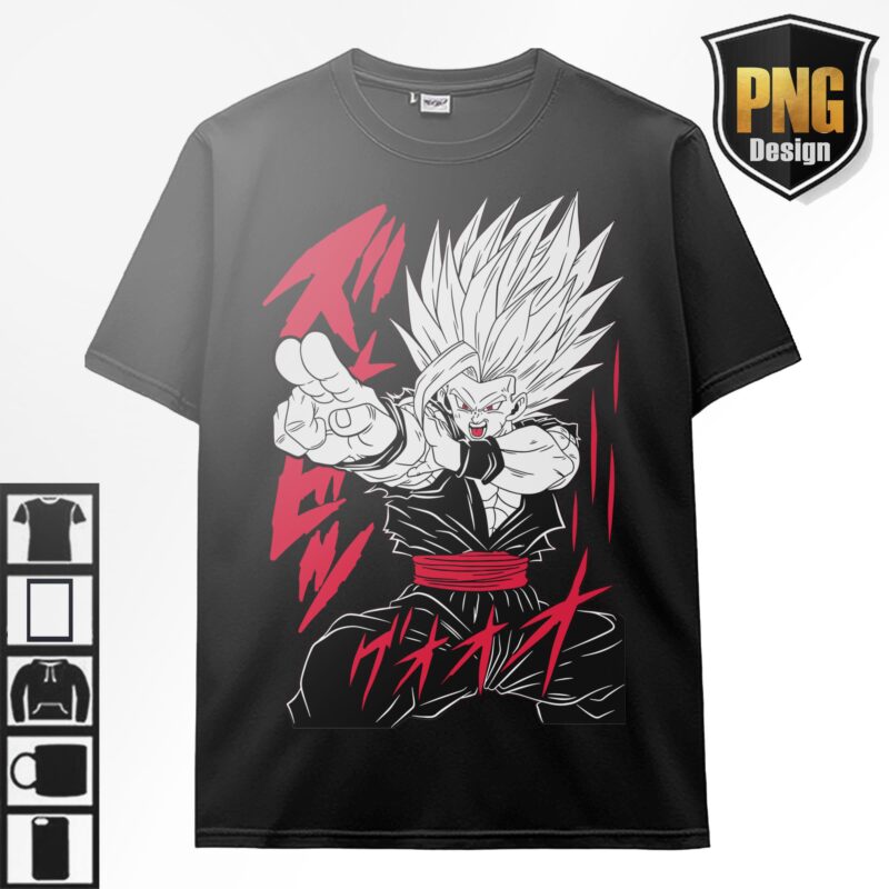 40 PNG Dragon Ball Z Goku Vegeta Frieza Bundle Design Anime Japanese Style POD TShirt Poster