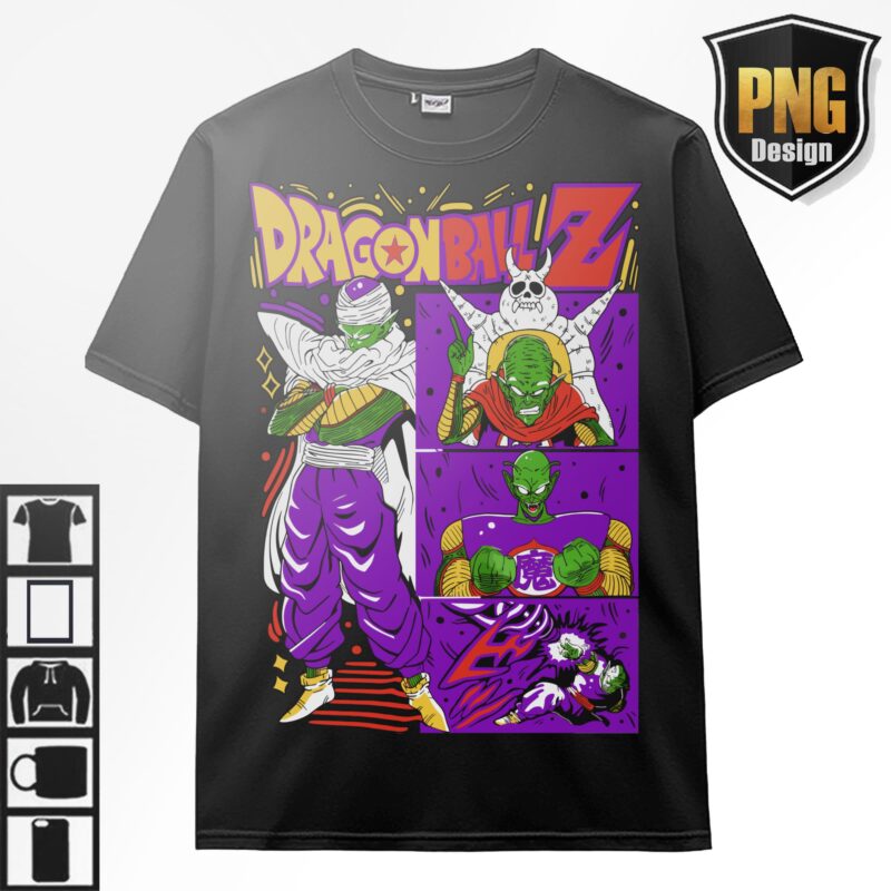 20 PNG Dragon Ball Z Goku Vegeta Frieza Cells Bundle Design Anime Japanese Style POD TShirt Poster