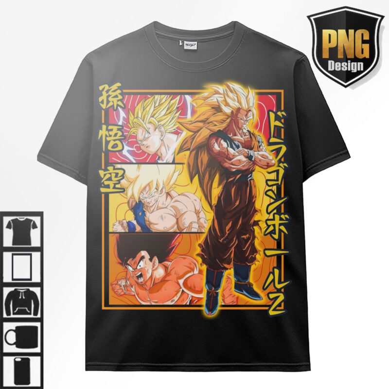 40 PNG Dragon Ball Z Goku Vegeta Frieza Bundle Design Anime Japanese Style POD TShirt Poster