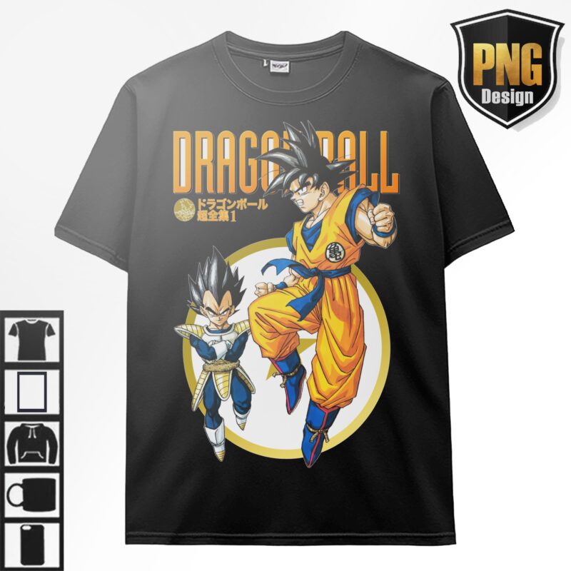 40 PNG Dragon Ball Z Goku Vegeta Frieza Bundle Design Anime Japanese Style POD TShirt Poster