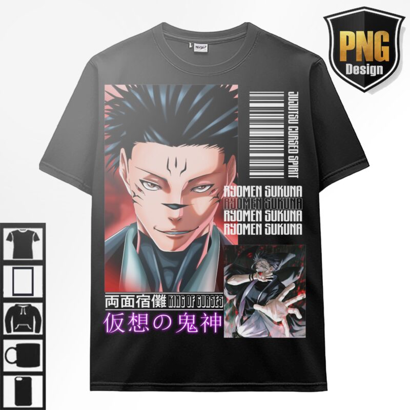 Jujutsu No Kaisen Bundle Anime 40 PNG Design Gojo Sukuna Japanese Style Print TShirt Poster Manga Digital