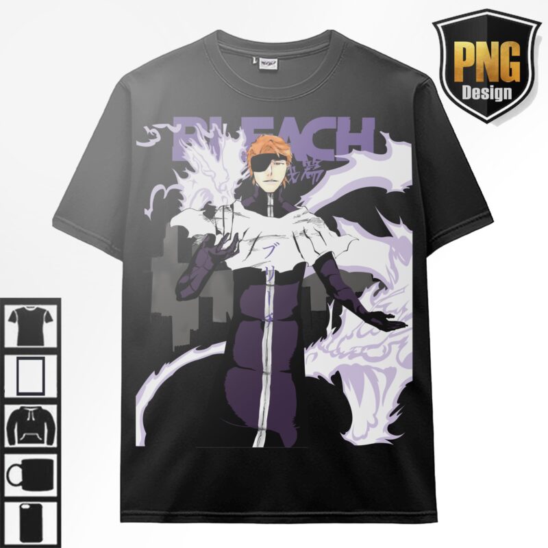 Bleach Anime Bundle Design 23 PNG Ichigo Byakuya, Shunsui Anime Japanese Style POD TShirt Poster