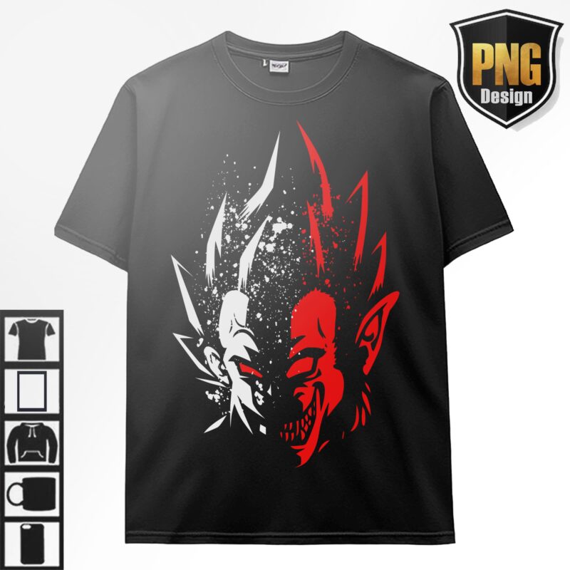 40 PNG Dragon Ball Z Goku Vegeta Frieza Bundle Design Anime Japanese Style POD TShirt Poster