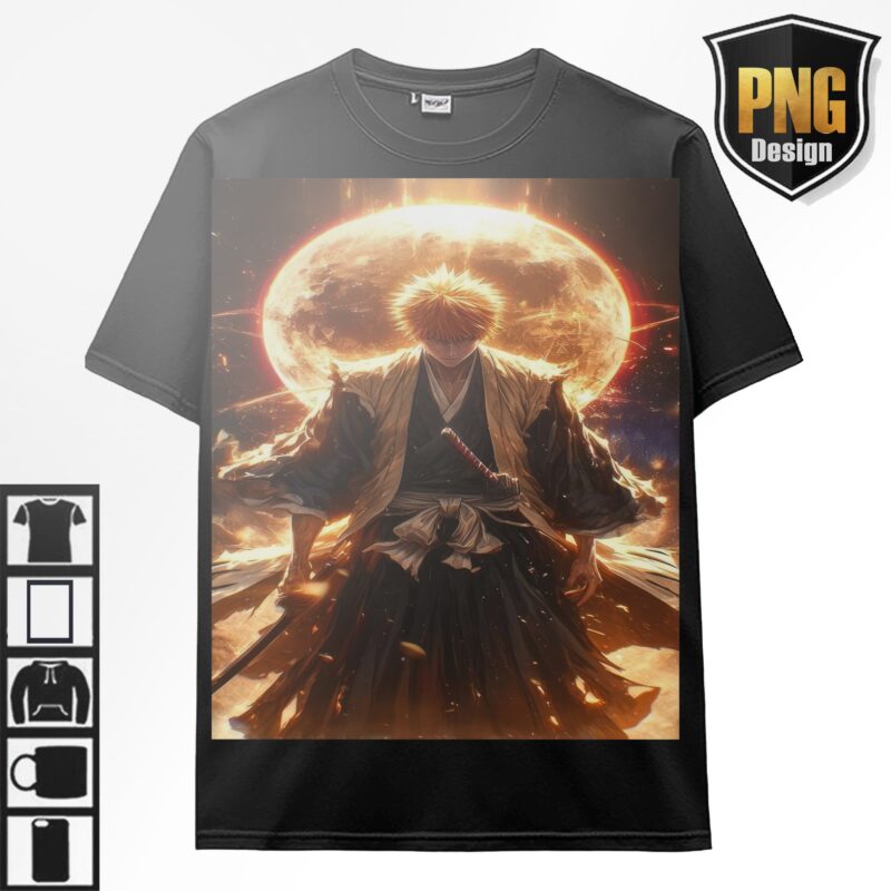 Bleach Anime Bundle Design 23 PNG Ichigo Byakuya, Shunsui Anime Japanese Style POD TShirt Poster