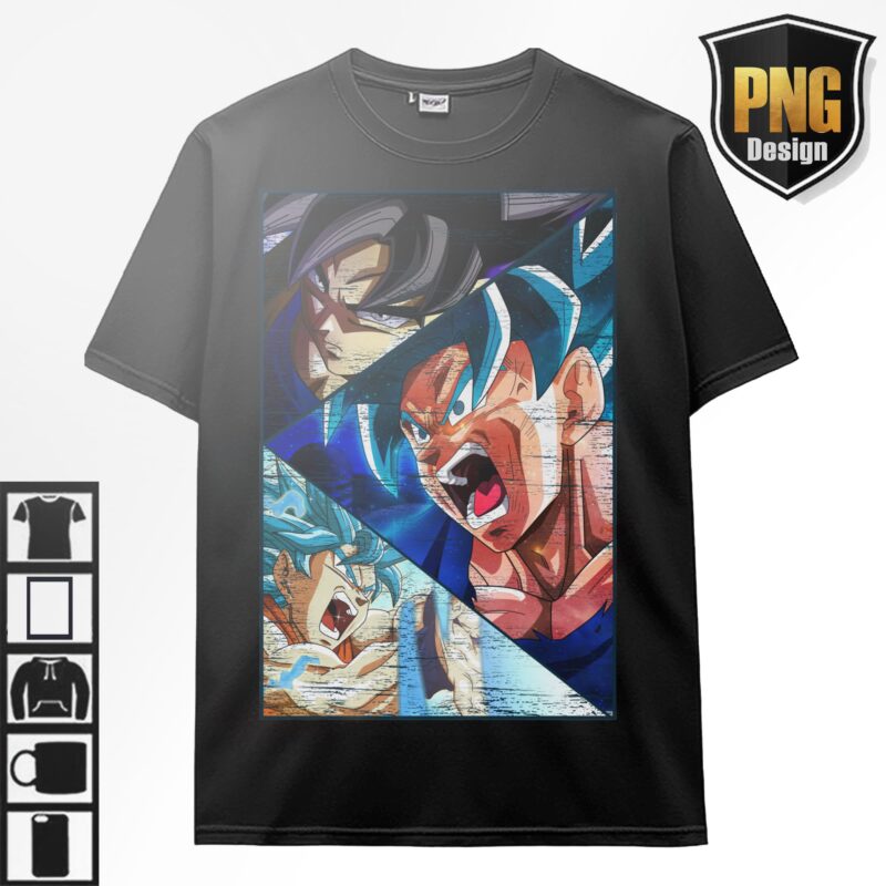 20 PNG Dragon Ball Z Goku Vegeta Frieza Cells Bundle Design Anime Japanese Style POD TShirt Poster