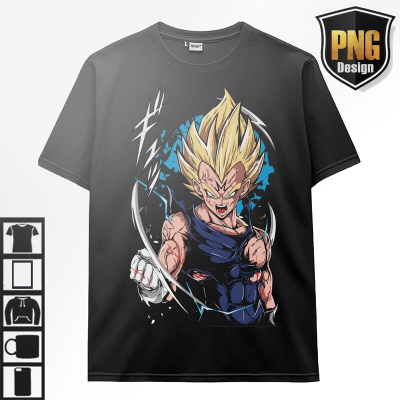 40 PNG Dragon Ball Z Goku Vegeta Frieza Bundle Design Anime Japanese Style POD TShirt Poster
