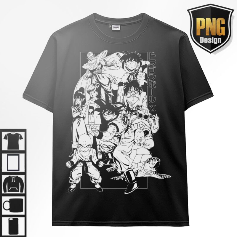 40 PNG Dragon Ball Z Goku Vegeta Frieza Bundle Design Anime Japanese Style POD TShirt Poster