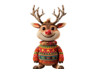 funny cartoon reindeer wearing colorful