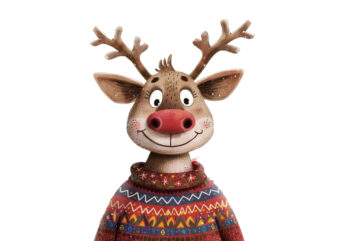 funny cartoon reindeer wearing colorful